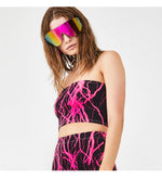 Load image into Gallery viewer, Leilani Black and Electric Pink Two-Piece Pants Outfit
