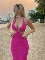 Load image into Gallery viewer, Zoya Long Crochet Halter Back Dress
