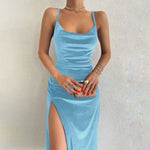 Load image into Gallery viewer, Naomi Backless Suede High Split Dress
