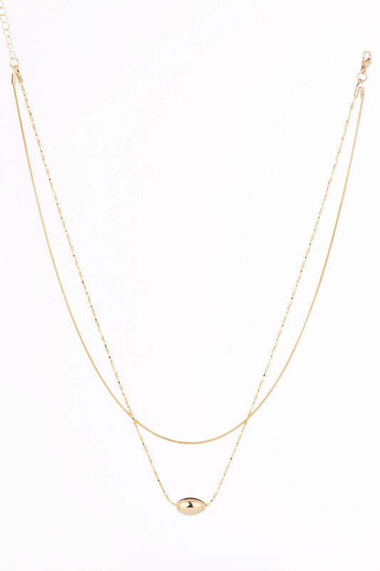 Zalia Double Layered Oval Pendant Necklace