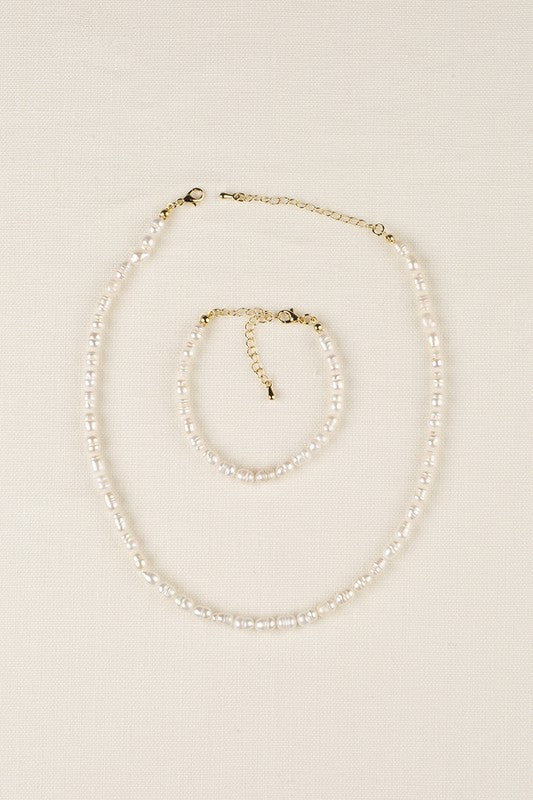 Vivian Natural Pearl Bracelet and Necklace Set