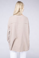 Load image into Gallery viewer, Double Gauze Oversized 3/4 Button Henley Neck Top
