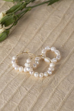 Load image into Gallery viewer, Noelle Natural Pearl Hoop Earring and Ring Set
