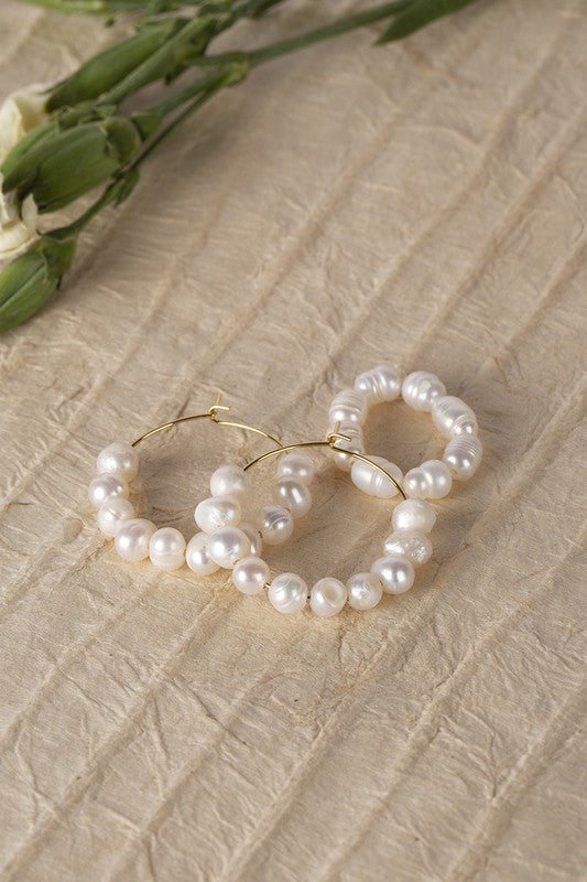 Noelle Natural Pearl Hoop Earring and Ring Set