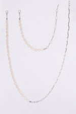 Load image into Gallery viewer, Nola Silver Chain Pearl Bracelet and Necklace Set
