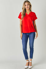 Load image into Gallery viewer, V-Neck Dolman Sleeve Solid Basic Top
