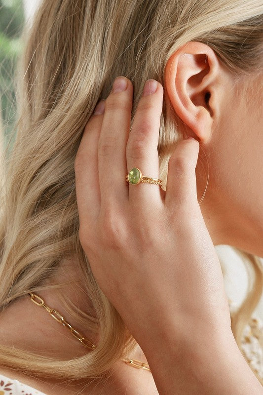 Rylie Natural Stone Two-Piece Gold Ring Set