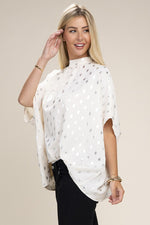 Load image into Gallery viewer, Batwing sleeve mock neck blouse
