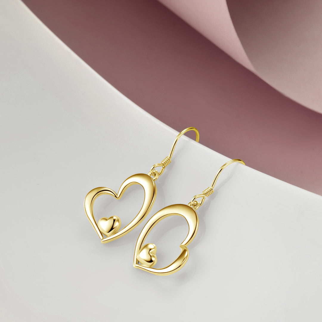 Heart Dangle Drop Earrings