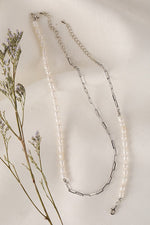 Load image into Gallery viewer, Nola Silver Chain Pearl Bracelet and Necklace Set
