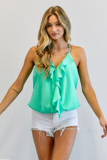 Load image into Gallery viewer, Solid V-Neck Sleeveless Ruffle Top
