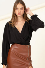 Load image into Gallery viewer, Pretty Pleased Wrap Crop Blouse
