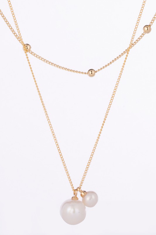 Nylah Pearl Pendant Gold Layered Necklace