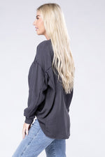 Load image into Gallery viewer, Double Gauze Oversized 3/4 Button Henley Neck Top
