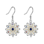 Load image into Gallery viewer, Silver Daisy Flower Dangle Earrings Jewelry
