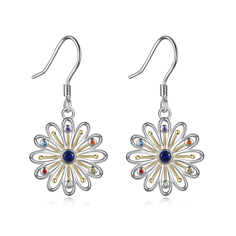 Silver Daisy Flower Dangle Earrings Jewelry