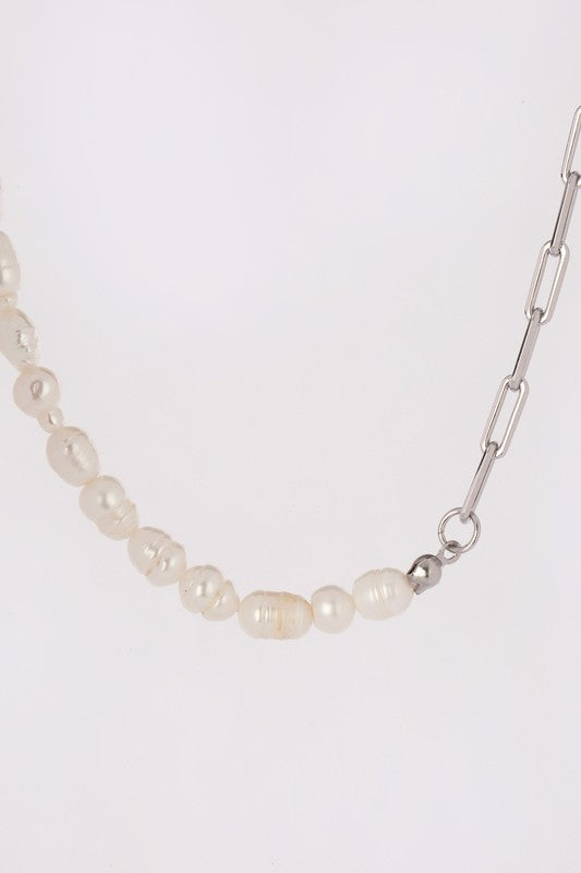 Nola Silver Chain Pearl Bracelet and Necklace Set