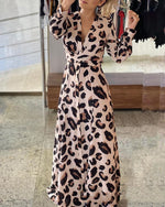 Load image into Gallery viewer, Leopard Print Long Sleeves Dress
