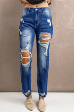 Load image into Gallery viewer, Nika Distressed High-Rise Jeans with Pockets
