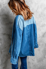 Load image into Gallery viewer, Color Block Snap Denim Jacket
