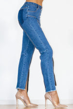 Load image into Gallery viewer, Zip Detail Slit Long Jeans
