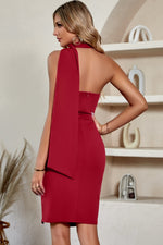 Load image into Gallery viewer, Asymmetrical Cold Shoulder Back Zipper Dress
