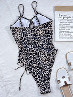 Load image into Gallery viewer, Leopard Cutout Tied One-Piece Swimsuit
