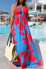 Load image into Gallery viewer, Contrast Halter Neck Maxi Dress
