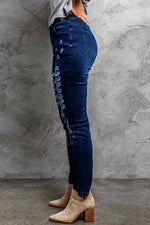 Load image into Gallery viewer, Nika Mid-Rise Waist Distressed Skinny Jeans
