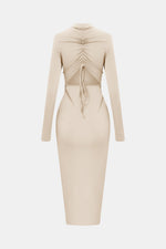 Load image into Gallery viewer, Zip Up Cutout Drawstring Detail Dress
