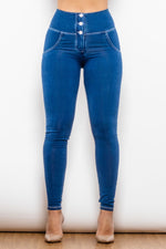 Load image into Gallery viewer, High Waist Skinny Buttoned Long Jeans
