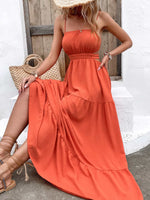 Load image into Gallery viewer, Spaghetti Strap Cutout Tie Back Maxi Dress
