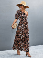 Load image into Gallery viewer, Printed Tie Waist One Shoulder Maxi Dress
