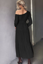 Load image into Gallery viewer, Belted One-Shoulder Tiered Maxi Dress
