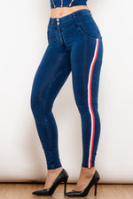 Load image into Gallery viewer, Side Stripe Skinny Jeans
