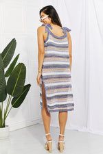 Load image into Gallery viewer, Striped Tie Shoulder Split Cover Up Dress
