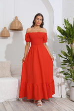 Load image into Gallery viewer, Smocked Off-Shoulder Maxi Dress
