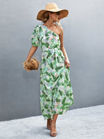 Load image into Gallery viewer, Printed Tie Waist One Shoulder Maxi Dress
