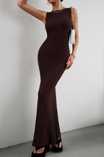 Load image into Gallery viewer, Round Neck Sleeveless Maxi Fishtail Dress
