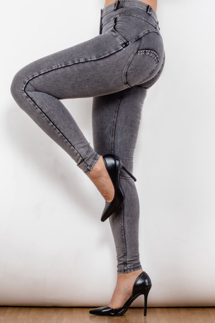 Nika Buttoned Skinny Long Jeans