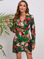 Load image into Gallery viewer, Printed Long Sleeve Tulip Hem Dress
