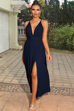 Load image into Gallery viewer, Sleeveless Plunge Neck Slit Maxi Dress
