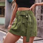 Load image into Gallery viewer, Belted Denim Shorts with Pockets
