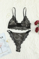 Load image into Gallery viewer, Leopard Print Spliced Lace Bra and Panty Set
