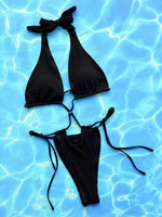 Load image into Gallery viewer, Halter Neck Side Tie One-Piece Swimsuit
