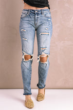 Load image into Gallery viewer, Nika Splatter Distressed Acid Wash Jeans with Pockets
