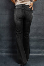 Load image into Gallery viewer, Distressed Raw Hem Flare Jeans
