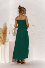 Load image into Gallery viewer, Strapless Tie Waist Tiered Maxi Dress
