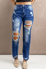 Load image into Gallery viewer, Nika Distressed High-Rise Jeans with Pockets
