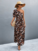 Load image into Gallery viewer, Printed Tie Waist One Shoulder Maxi Dress
